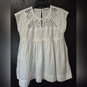 Zara White Eyelit Top Sz Large